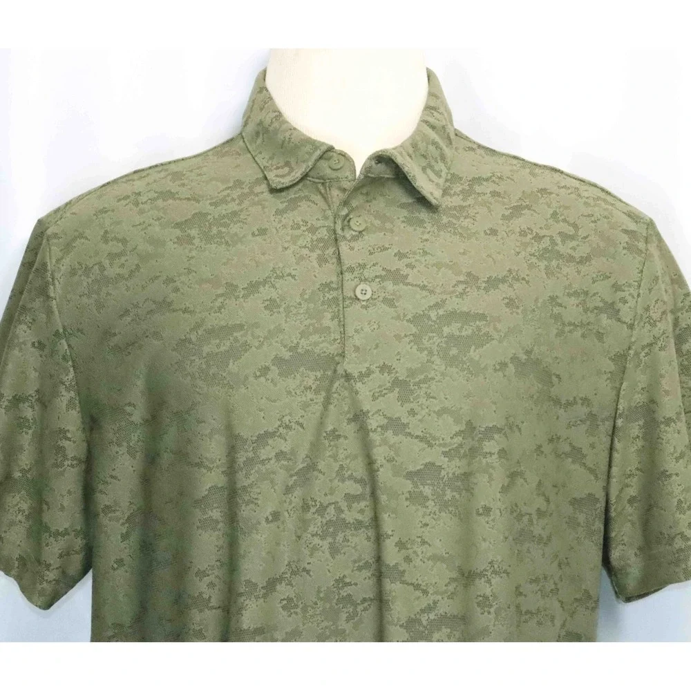 Adidas Green Vented Camo Polyester Golf ‎ Polo Shirt AD4001 Mens Size XL